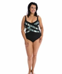 Capriosca Ink & Water Criss Cross One Piece Swimwear