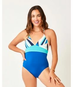 Carve Dahlia One Piece: Kaleidoscope W. Royal Blue Swimwear