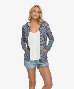 Roxy Trippin Stripe Zip-Up Hoodie Tops