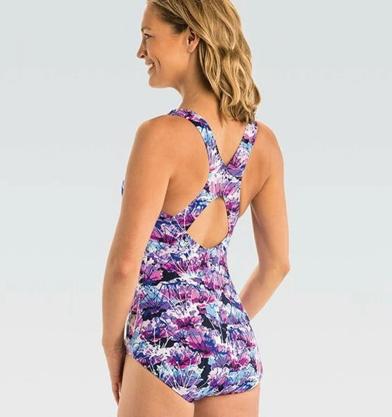 Dolfin Aquashape Lotus Print Conservative Lap Suit Swimwear 4 Dolfin Aquashape Lotus Print Conservative Lap Suit Swimwear