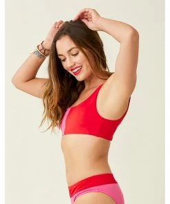 Carve Sandhaven Colorblock Top: Fuchsia W. Hot Red Swimwear