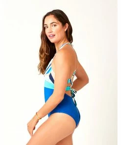 Carve Dahlia One Piece: Kaleidoscope W. Royal Blue Swimwear