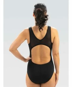 Dolfin Aquashape Black Power Mesh V-2 Back One Piece Swimsuit