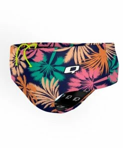 Q Swimwear Blue Palm Brief