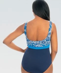 Dolfin Aquashape Santorini Color Block Moderate Scoop Back 1-Piece Swimwear