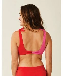 Carve Sandhaven Colorblock Top: Fuchsia W. Hot Red Swimwear