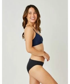 Carve St. Barth Reversible Bottom: Black/Navy Swimwear