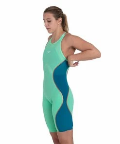 Speedo LZR Pure Intent Open Back Kneeskin- Green Glow Swimwear