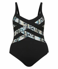 Capriosca Ink & Water Criss Cross One Piece Swimwear