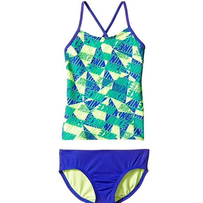 Nike Girls Graphic Crossback Tankini Set 3 Nike Girls Graphic Crossback Tankini Set