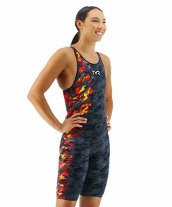 TYR Venzo Camo Fire Open Back Swimwear