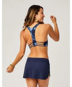 Womens Fashion Swimwear Carve Makaha Skirt- Navy