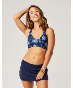 Womens Fashion Swimwear Carve Makaha Skirt- Navy