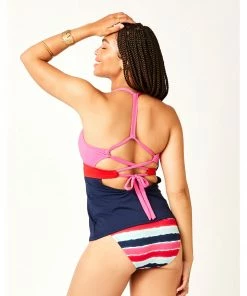 Carve Dahlia Tankini: Fuchsia W. Navy Swimwear