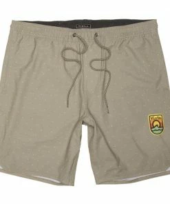 Vissla Solid Sets Printed 17.5" Eco-Lastic Khaki Trunks Swimwear