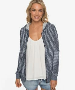 Roxy Trippin Stripe Zip-Up Hoodie Tops