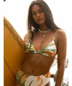 Roxy Wildflowers Reversible Tiki Triangle Swim Top Missy Swimwear