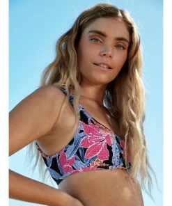 Roxy Tropical Oasis Smocked Bralette Bikini Top Missy Swimwear