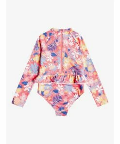 Roxy Girls Hibiscus Party Long Sleeve UPF 50 One Piece Rashguard