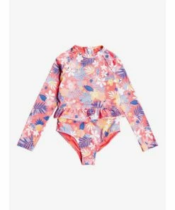 Roxy Girls Hibiscus Party Long Sleeve UPF 50 One Piece Rashguard