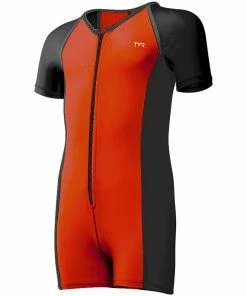 Product Babies & Toddlers TYR Boys Solid Thermal Suit- Black/Burnt Orange